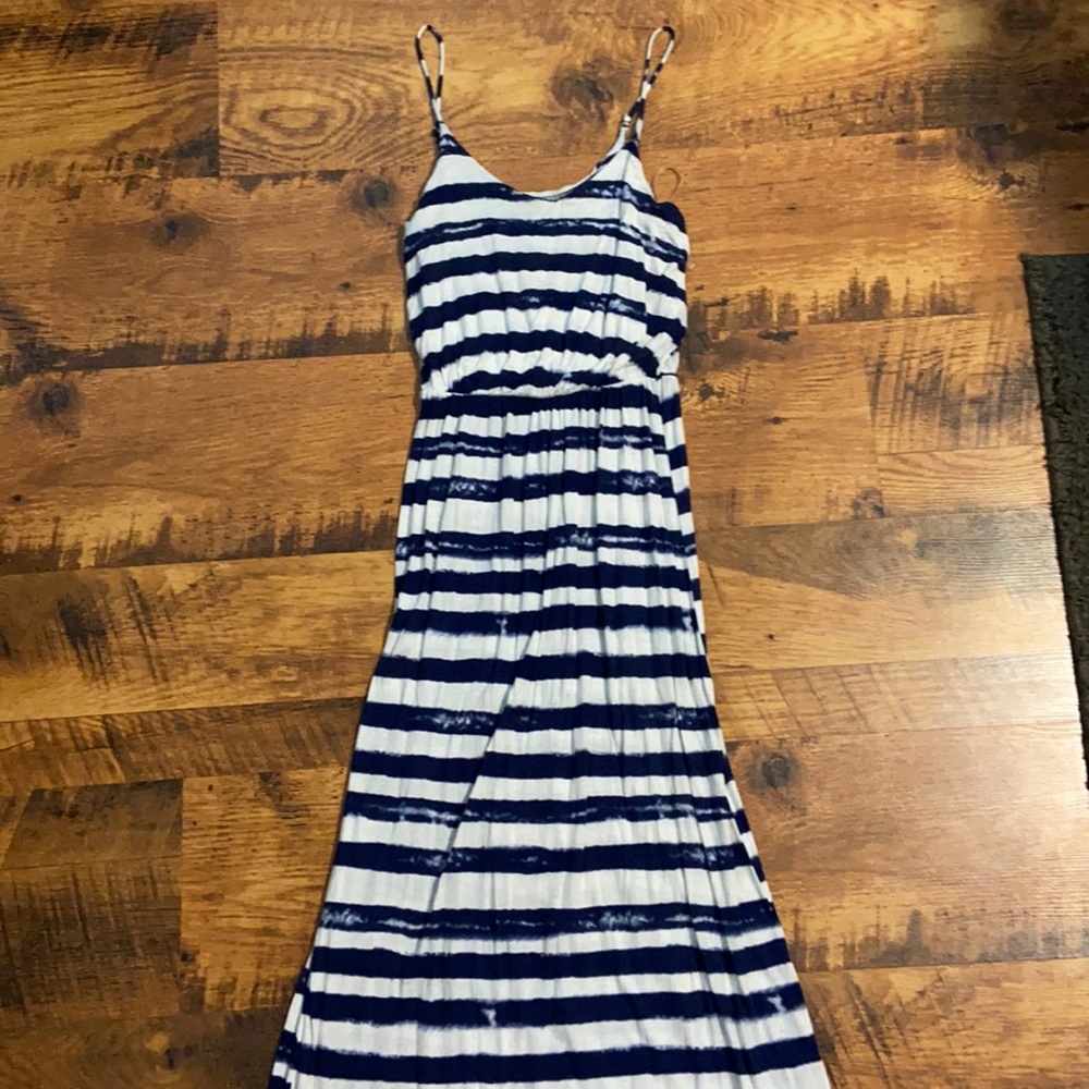 Blue striped maxi dress